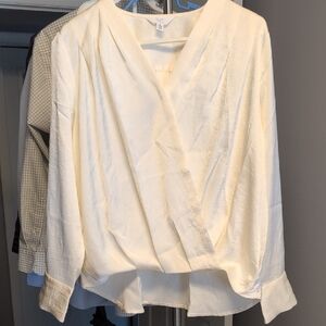 Time and Tru Cream Wrap Blouse